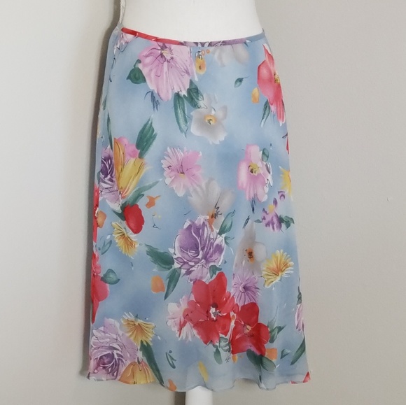 Ralph Lauren Dresses & Skirts - Ralph Lauren Sea Blue Floral Skirt NWT